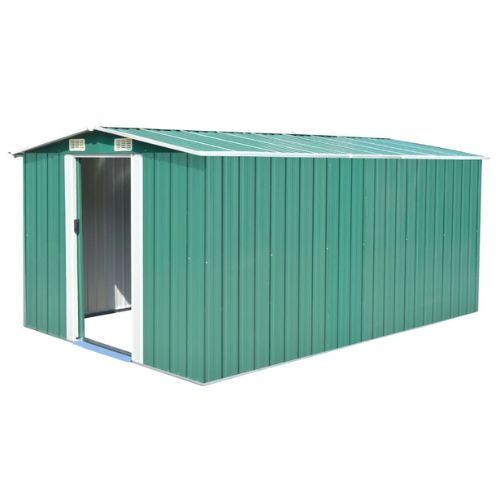 Green Metal Garden Shed 257x392x181cm - When You're Outdoors