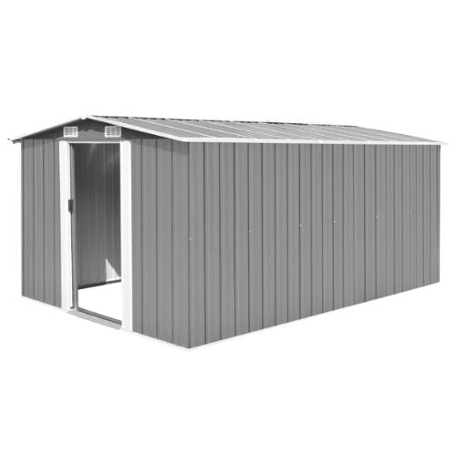 Grey Metal Garden Shed 257x392x181cm - When You're Outdoors