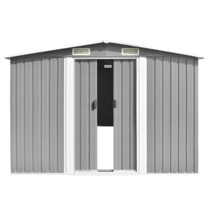 Grey Metal Garden Shed 257x392x181cm - When You're Outdoors