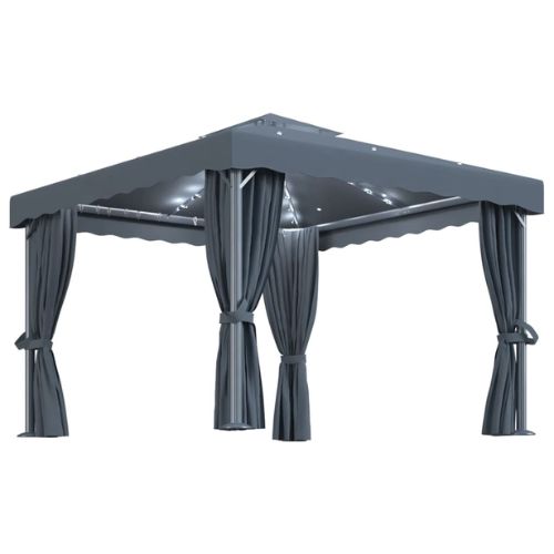 Gazebo with Curtain & LED String Lights 3x3m in Anthracite - When You're Outdoors