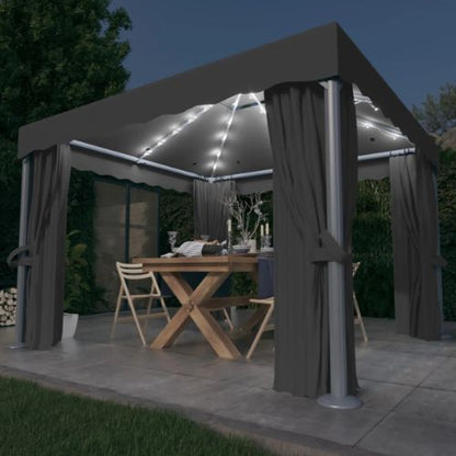 Gazebo with Curtain & LED String Lights 3x3m in Anthracite - When You're Outdoors