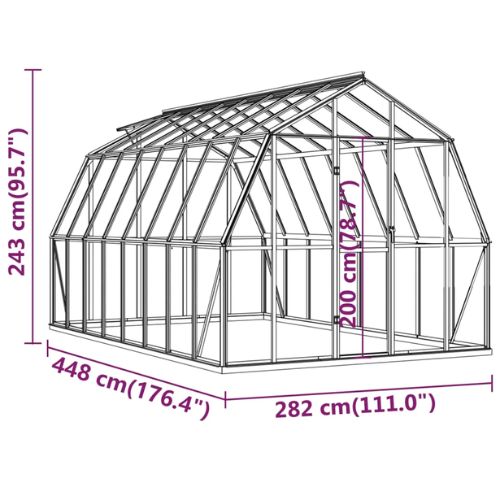 Greenhouse with Base 12.63m² Aluminium Frame in Anthracite - When You're Outdoors