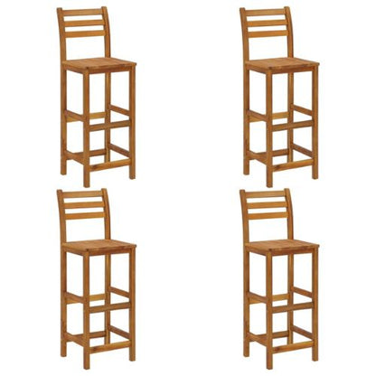 Solid Acacia Wood 5-piece garden Bar Set with Chairs