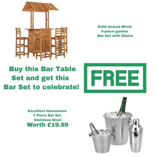 Solid Acacia Wood 5-piece garden Bar Set with Chairs