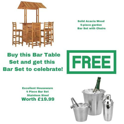 Solid Acacia Wood 5-piece garden Bar Set with Chairs