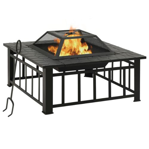 Garden Fire Pit with Poker 81x81x47 cm XXL in Steel - When You're Outdoors