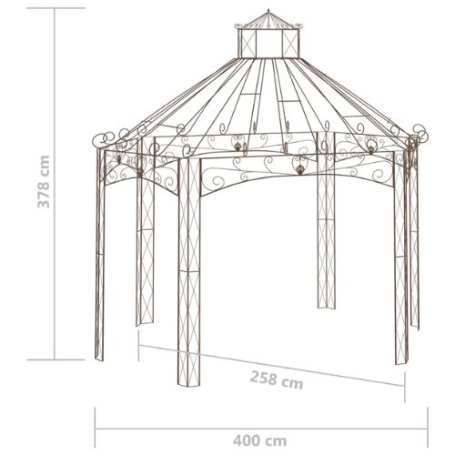 Garden Pavilion 4x2.58x3.78m in Antique Brown Wrought Iron - When You're Outdoors