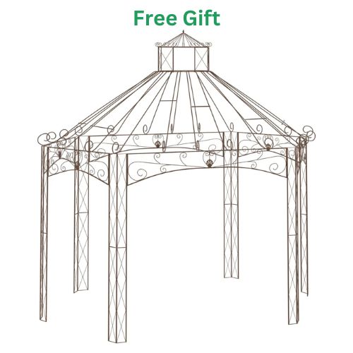 Garden Pavilion 4x2.58x3.78m in Antique Brown Wrought Iron - When You're Outdoors