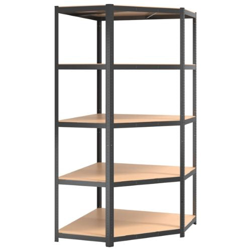 Anthracite Grey Steel & Engineered Wood 5-Layer Shelves 2 pcs (90x40cm)