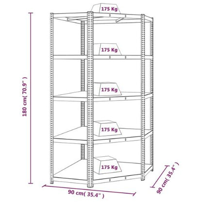 Anthracite Grey Steel & Engineered Wood 5-Layer Shelves 3 pcs (100x50cm)