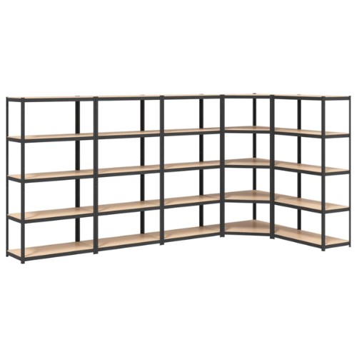 Anthracite Grey Steel & Engineered Wood 5-Layer Shelves 5 pcs (90x40cm)