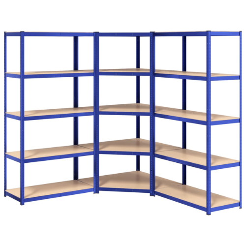 Blue Steel & Engineered Wood 5-Layer Shelves 3 pcs (100x50cm)