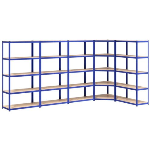 Blue Steel and Engineered Wood 5-Layer Shelves 5-pcs (100x50cm)