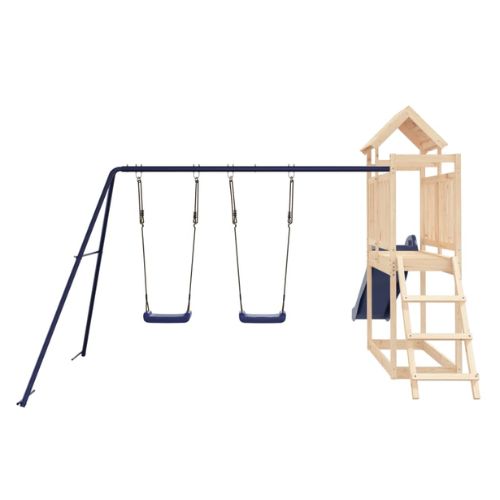 Outdoor Playset with 2 Swings & a Slide - Solid Wood Pine