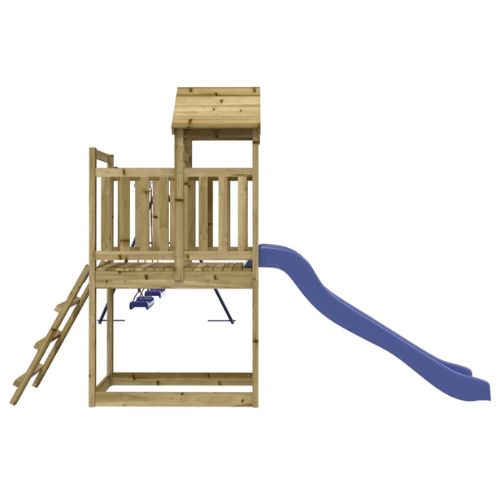 Outdoor Playset Featuring 2 Swings and a Slide - Impregnated Wood Pine