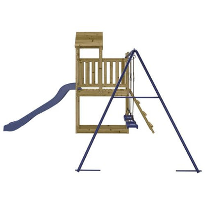 Outdoor Playset Featuring 2 Swings and a Slide - Impregnated Wood Pine