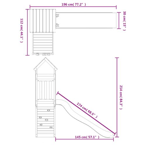 Outdoor Playset with Rock Wall and Slide Impregnated Wood Pine - When You're Outdoors