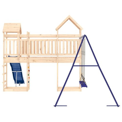 Outdoor Playset Solid with 2 Swings, Slide & Climbers - Solid Wood Pine