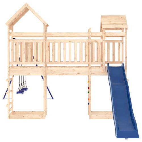 Outdoor Playset Solid with 2 Swings, Slide & Climbers - Solid Wood Pine