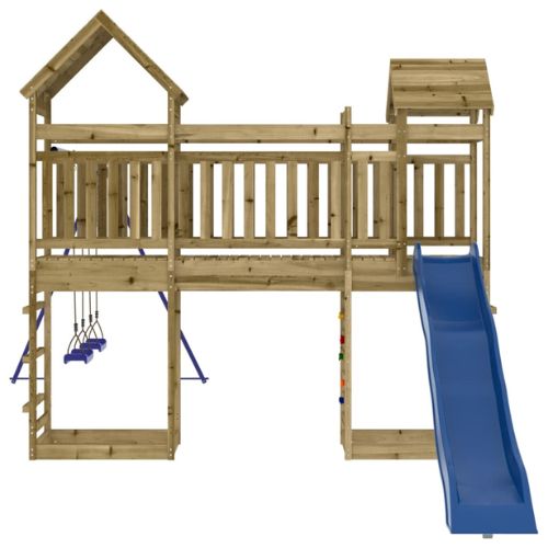 Outdoor Playset with 2 Swings, Slide & Climbers - Impregnated Wood Pine