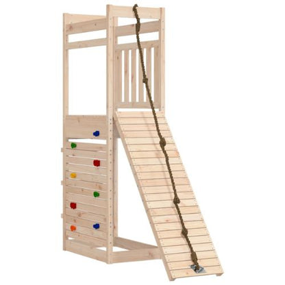 Outdoor Playset with Rock Wall Solid Wood Pine - When You're Outdoors