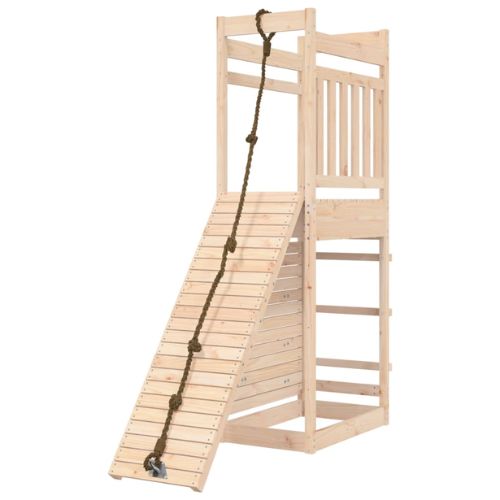 Outdoor Playset with Rock Wall Solid Wood Pine - When You're Outdoors