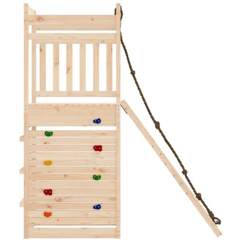 Outdoor Playset with Rock Wall Solid Wood Pine - When You're Outdoors