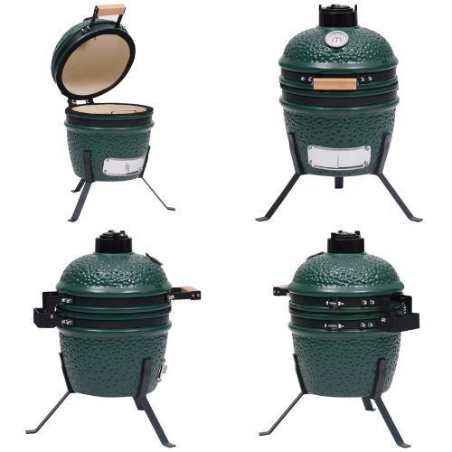 Kamado 2-in-1 Ceramic Barbecue Grill and Smoker 56 cm Green - When You're Outdoors