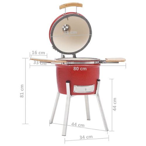 Kamado Barbecue Grill Smoker Ceramic 81 cm Red - When You're Outdoors