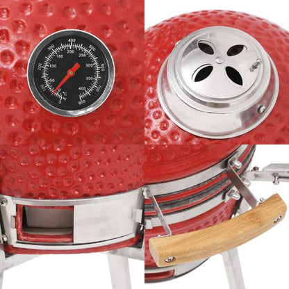 Kamado Barbecue Grill Smoker Ceramic 81 cm Red - When You're Outdoors