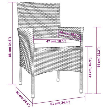 Black Poly Rattan 5 Piece Garden Dining Set with Cushions