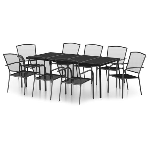 Anthracite Grey 9 Piece Steel Garden Dining Set