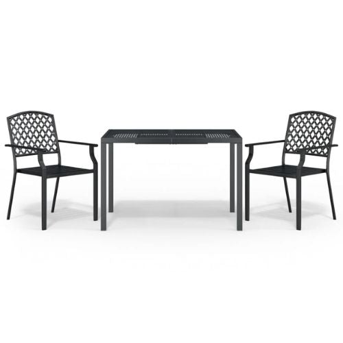 Garden 3 Piece Dining Set in Anthracite Grey Steel (Seating for 2) - When You're Outdoors