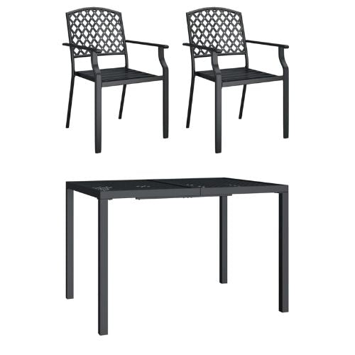 Garden 3 Piece Dining Set in Anthracite Grey Steel (Seating for 2) - When You're Outdoors