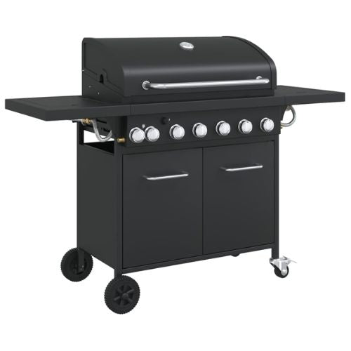 Gas BBQ Grill with 7 Burners Black Powder-coated Steel - When You're Outdoors