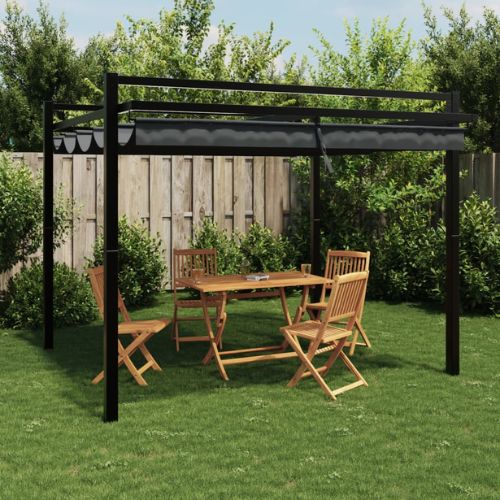 Garden Gazebo with a Retractable Roof 3x3m in Anthracite Grey and Aluminium frame - When You're Outdoors