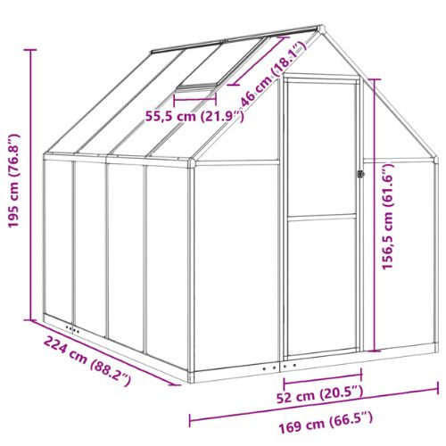 Greenhouse with a Base and Silver Aluminium Frame of 224x169x195cm - When You're Outdoors