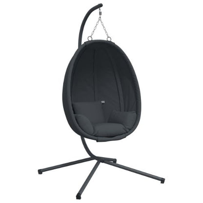 Hanging Egg Chair with Stand in Anthracite Fabric and Steel Frame - When You're Outdoors