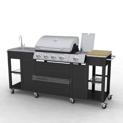 Montana Outdoor Kitchen Worktop, Sink and 4 Burner Barbecue - When You're Outdoors