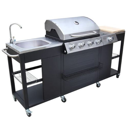 Montana Outdoor Kitchen Worktop, Sink and 4 Burner Barbecue - When You're Outdoors