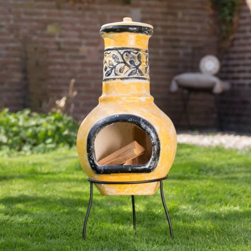 RedFire Soledad Clay Fireplace in Yellow and Black - When You're Outdoors