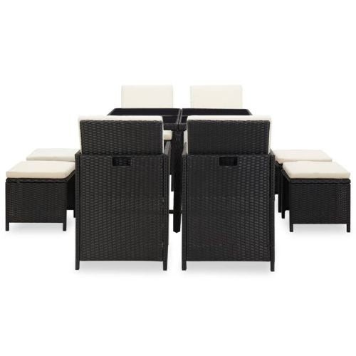 Poly Rattan Black 9 Piece Outdoor Dining Set