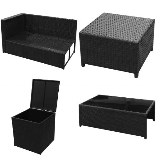 Garden Lounge 8 Piece Set with Cream Cushions in Rattan Black Finish - When You're Outdoors