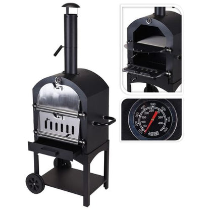 ProGarden BBQ Pizza Oven and Cooking Stone in Black/Stainless Steel - When You're Outdoors