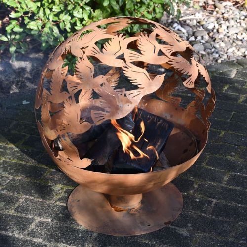 Esschert Design Laser Cut Fire Pit Birds in Rust