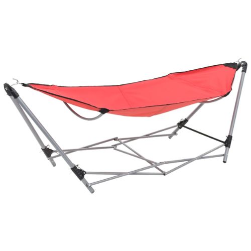 Hammock with a Foldable Stand in Red - When You're Outdoors