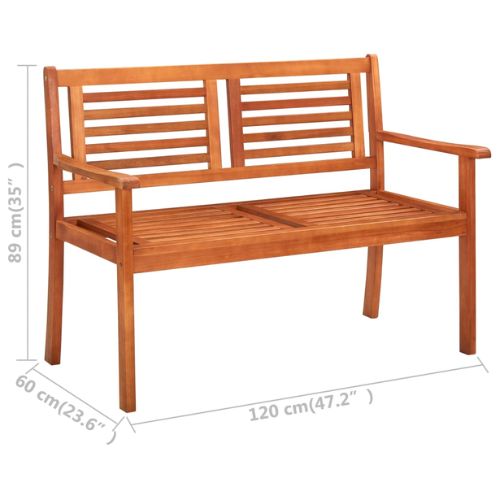 Solid Eucalyptus Wooden 2-Seater Garden Bench 120cm