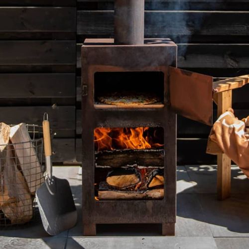 Esschert Design Terrace Stove with Pizza Oven in Rust - When You're Outdoors