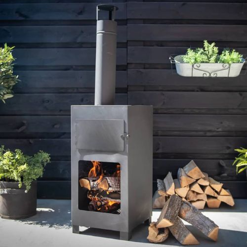 Esschert Design Terrace Stove with Pizza Oven in Black - When You're Outdoors