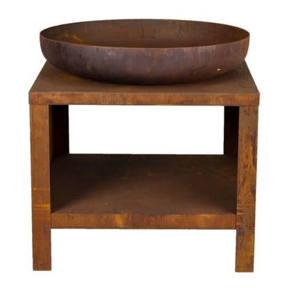 Esschert Design Fire Bowl with Wood Storage, 62 cm in Rust - When You're Outdoors